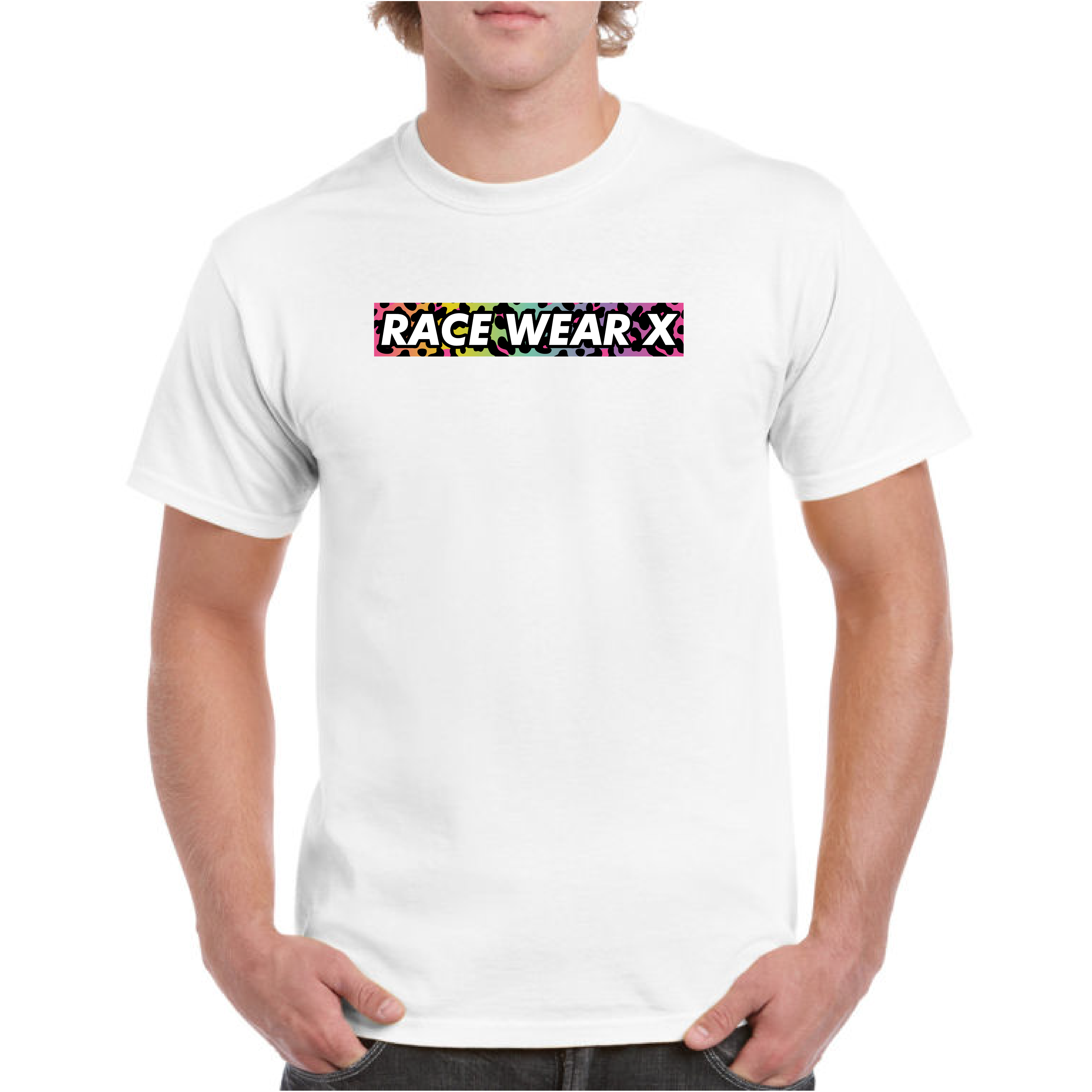Big Box Logo Tee White (Rainbow Leopard)